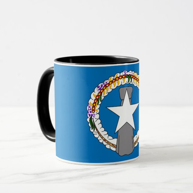 Schwarze Combo-Tasse mit der Flagge von Nord-Maria Tasse (Vorderseite Links)