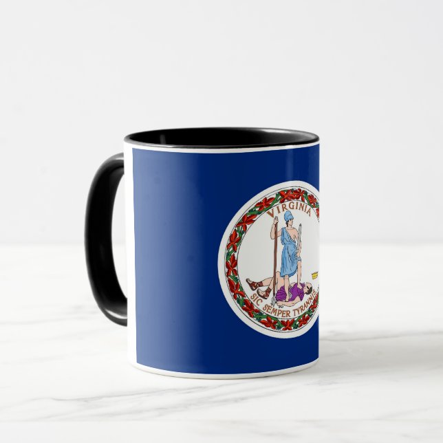 Schwarze Combo-Tasse mit der Flagge von Virginia,  Tasse (Vorderseite Links)