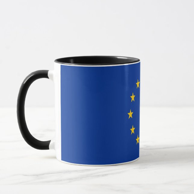 Schwarze Combo-Tasse mit europäischer Flagge Tasse (Links)