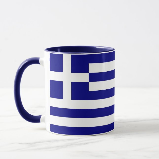Schwarze Combo-Tasse mit griechischer Flagge Tasse (Links)