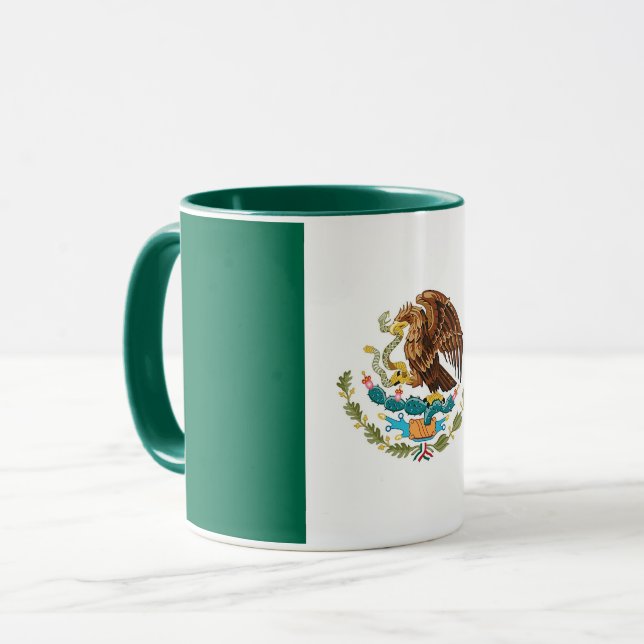 Schwarze Combo-Tasse mit mexikanischer Flagge Tasse (Vorderseite Links)