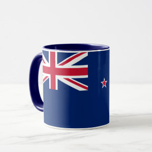 Schwarze Combo-Tasse mit neuseeländischer Flagge Tasse