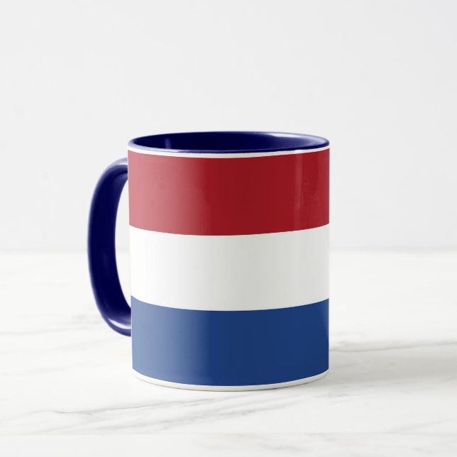 Schwarze Combo-Tasse mit niederländischer Flagge Tasse (Vorderseite Links)