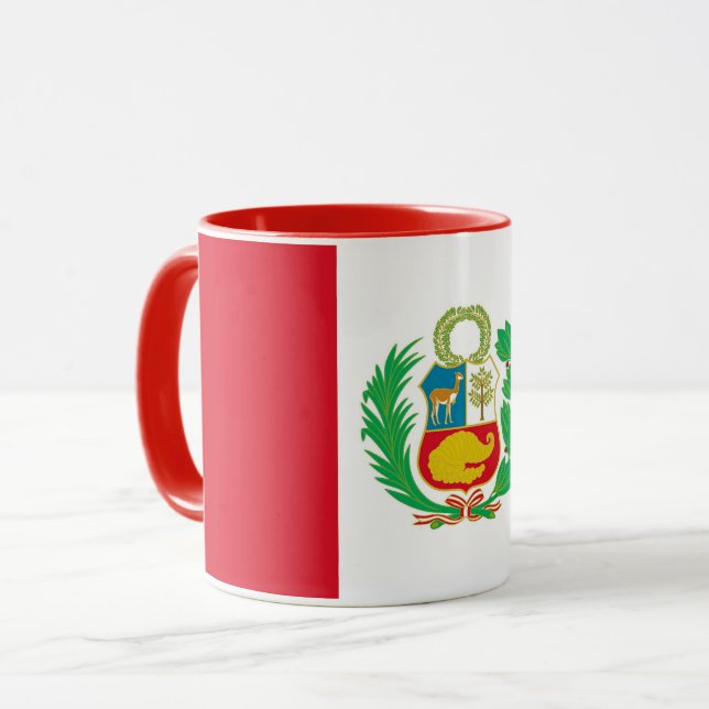 Schwarze Combo-Tasse mit Peru-Flagge Tasse (Vorderseite Links)
