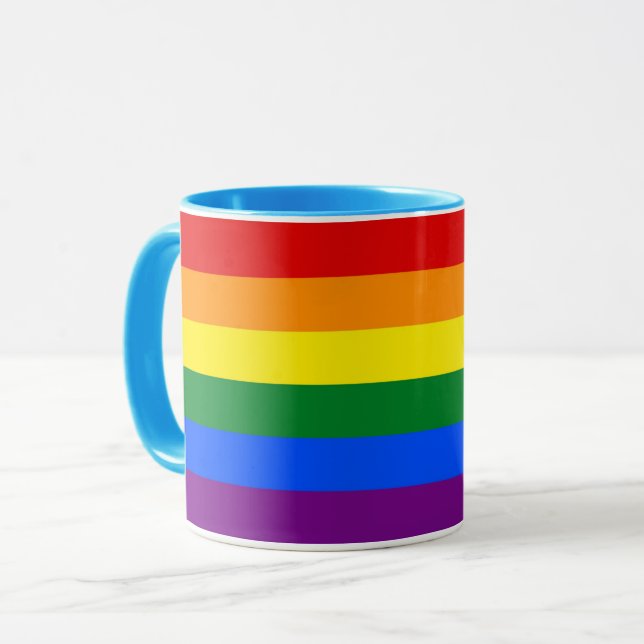 Schwarze Combo-Tasse mit Rainbow-Pride-Flagge für  Tasse (Vorderseite Links)