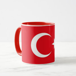 Schwarze Combo-Tasse mit türkischer Flagge Tasse