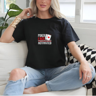 Schwarze Coole Frauen Poker drucken T-Shirt
