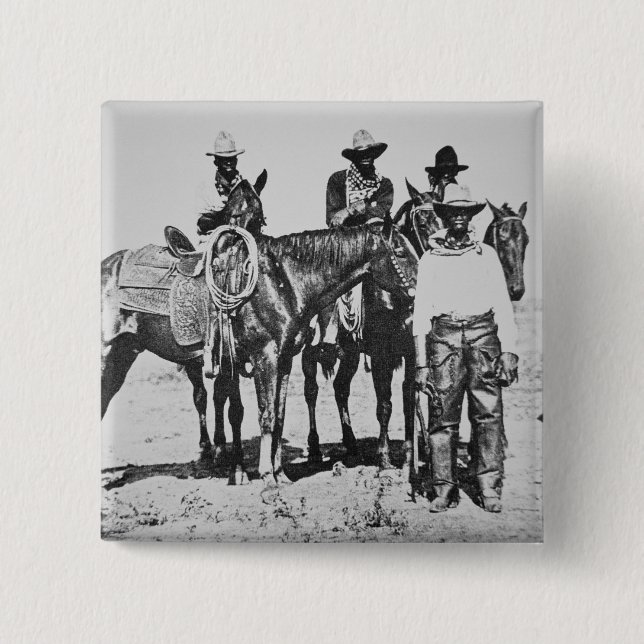 Schwarze Cowboys bei Bonham, Texas, c.1890 (b/w Button (Vorderseite)
