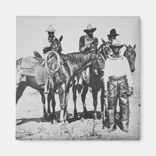 Schwarze Cowboys bei Bonham, Texas, c.1890 (b/w Magnet