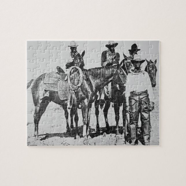 Schwarze Cowboys bei Bonham, Texas, c.1890 (b/w Puzzle (Horizontal)