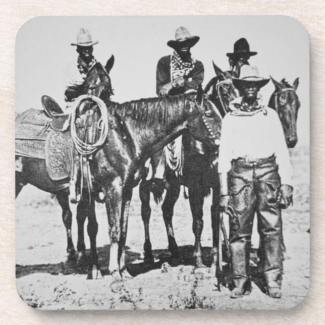 Schwarze Cowboys bei Bonham, Texas, c.1890 (b/w Untersetzer (Vorderseite)