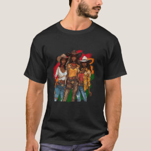 Schwarze Cowgirl Western Rodeo Juneteenth Schwarze T-Shirt