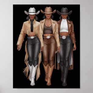 Schwarze Cowgirl Western Rodeo Melanin Cowgirl Poster