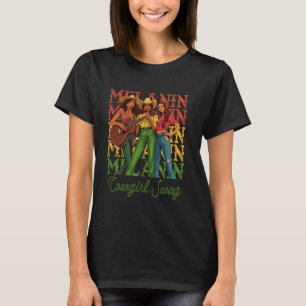 Schwarze Cowgirl Western Rodeo Schwarze Geschichte T-Shirt