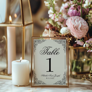 Schwarze Cream Boho Blumen Hochzeitstisch Nummer Einladung