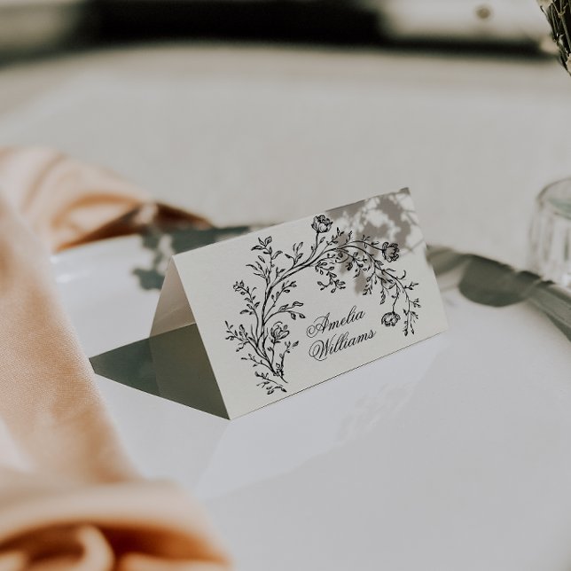 Schwarze Creme Blumen Boho Hochzeit Platzkarten Tischnummer (Von Creator hochgeladen)