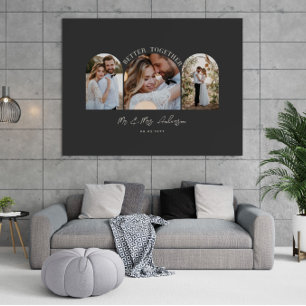Schwarze creme-bogen-fotocollage hochzeitsgeschenk fotodruck