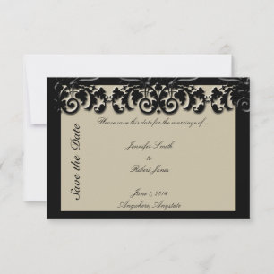 Schwarze Creme florale Embossed Wedding Save the D Save The Date