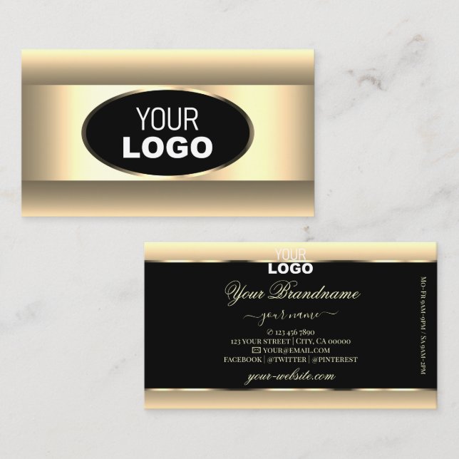 Schwarze Creme Ombre mit Logo-Light Gold-Decke Visitenkarte (Vorne/Hinten)