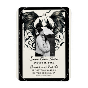 Schwarze Creme Silber Gotische Liebe Fledermäuse T Magnet