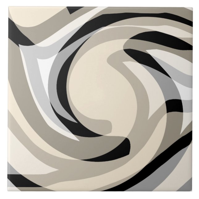 Schwarze Creme und Grau Fliese (Vorderseite)