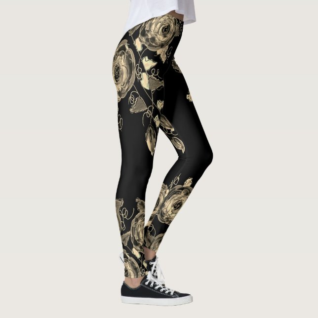 Schwarze Creme und Grau Leggings (Rechts)