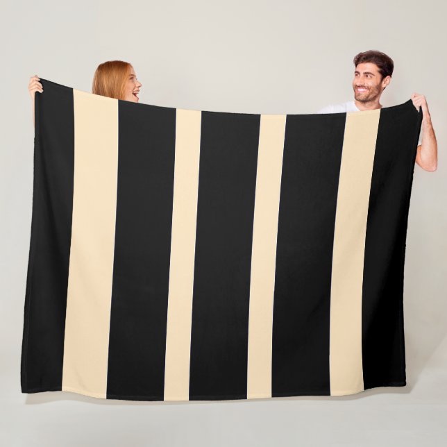 Schwarze + cremefarbene breite Streifen Fleecedecke (Beispiel)