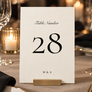 Schwarze & cremefarbene formelle Hochzeitstischnum Einladung