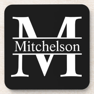 Schwarze Crossbar Mit Monogramm Getränkeuntersetzer