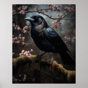 Schwarze Crow Art Printposter aus dunklem Cotattco Poster