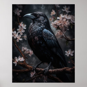 Schwarze Crow Art Printposter aus dunklem Cotattco Poster