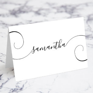 Schwarze Curly Signature Individuelle Name-Platzka Tischnummer