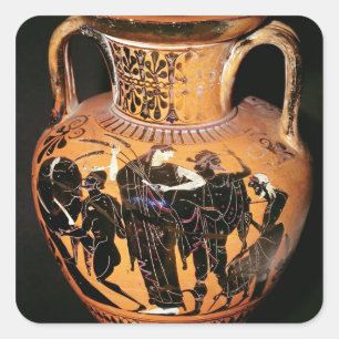 Schwarze Dachvase Quadratischer Aufkleber