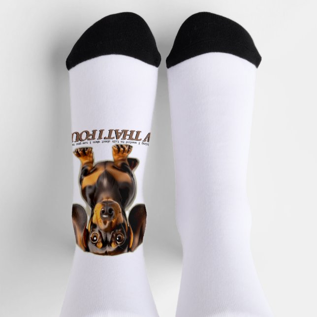 Schwarze Dackel als Badger Hundehund Hintergrund Socken (Oben)