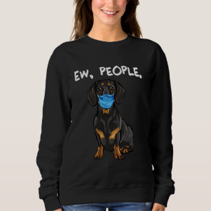 Schwarze Dackel Ew Menschen tragen Gesichtsmaske Sweatshirt