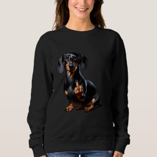 Schwarze Dackel mit Mittelfinger Sweatshirt