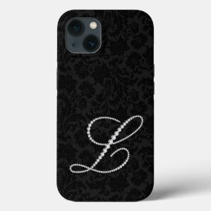 Schwarze Damasken, Buchstabe L Diamanten Case-Mate iPhone Hülle