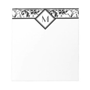 Schwarze Damaskus-Grenze und Monogramm Notizblock