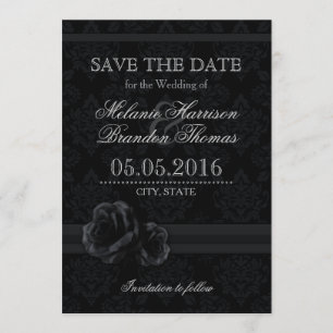 Schwarze Damaskus-Rose Speichern der Datumskarten Save The Date
