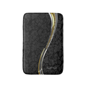 Schwarze Damaskus Silver & Gold Akzente Badematte