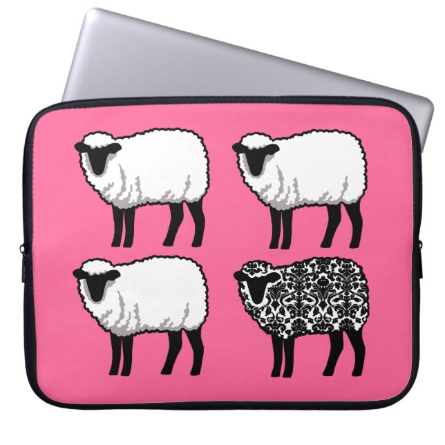 Schwarze Damast Laptopschutzhülle (Vorderseite)