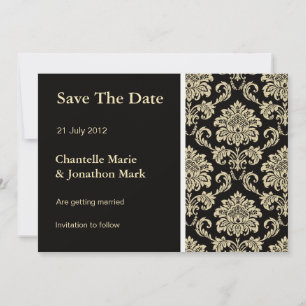 Schwarze Damast Save The Date Karte