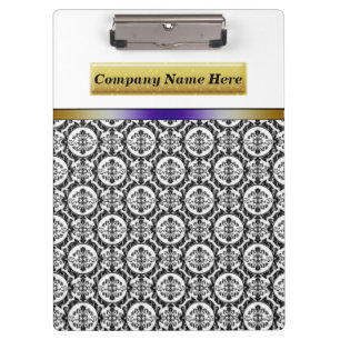 Schwarze Damaste auf Weiß Klemmbrett