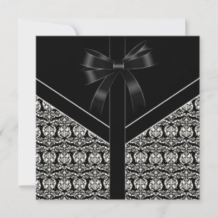 Schwarze Damastweiße Hochzeit Damast Einladung