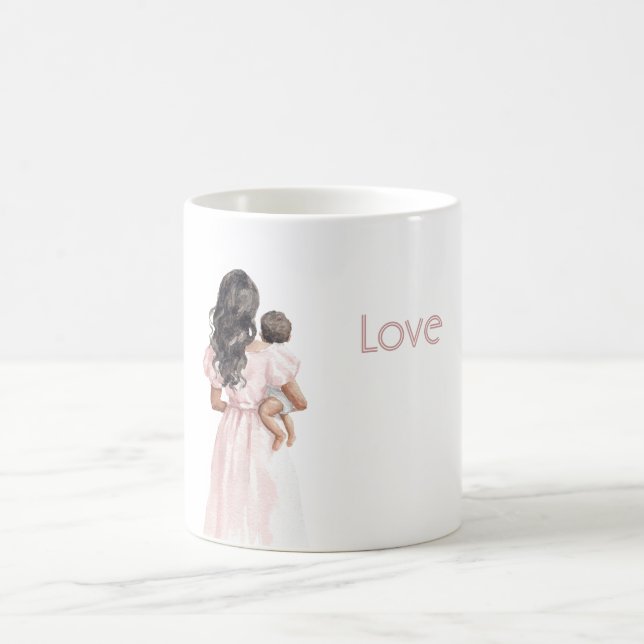 Schwarze Dame Rosa Kleid Baby Kaffeetasse (Mittel)