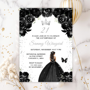 Schwarze Dark Skin Prinzessin Geburtstagsfeier Einladung