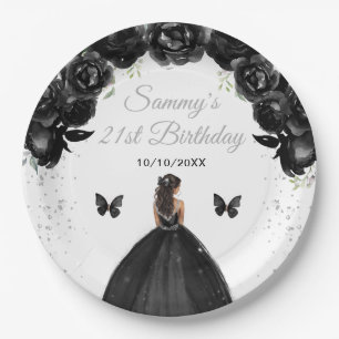 Schwarze Dark Skin Prinzessin Geburtstagsfeier Pappteller