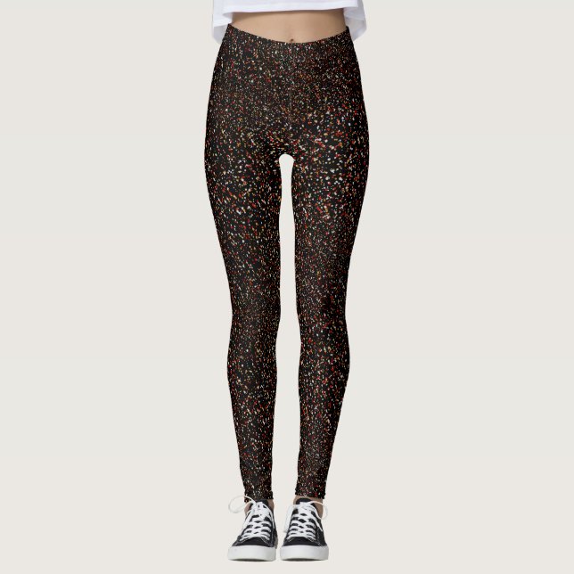 Schwarze der Schein-Leggings der Silber-und Leggings (Vorderseite)