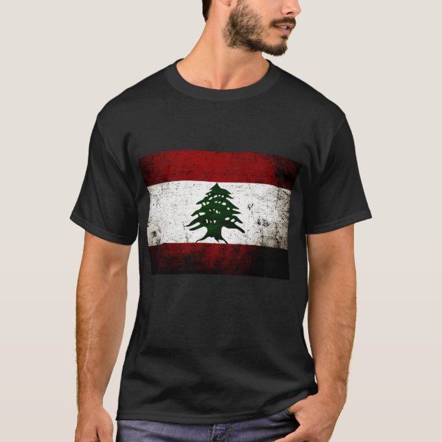 Schwarze der Schmutz-Libanon-Flagge T-Shirt (Vorderseite)