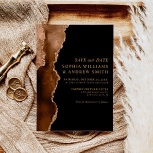 Schwarze & Desert-Gold-Save-the-Date-Hochzeit Einladung